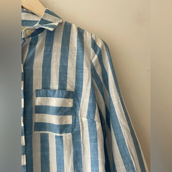 NWT Style & Co. Blue and White Striped Button Down Shirt - Picture 4 of 8